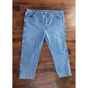 50x30 Wrangler Rugged Light Denim Mens Jeans Plus Size Workwear Rancher Western